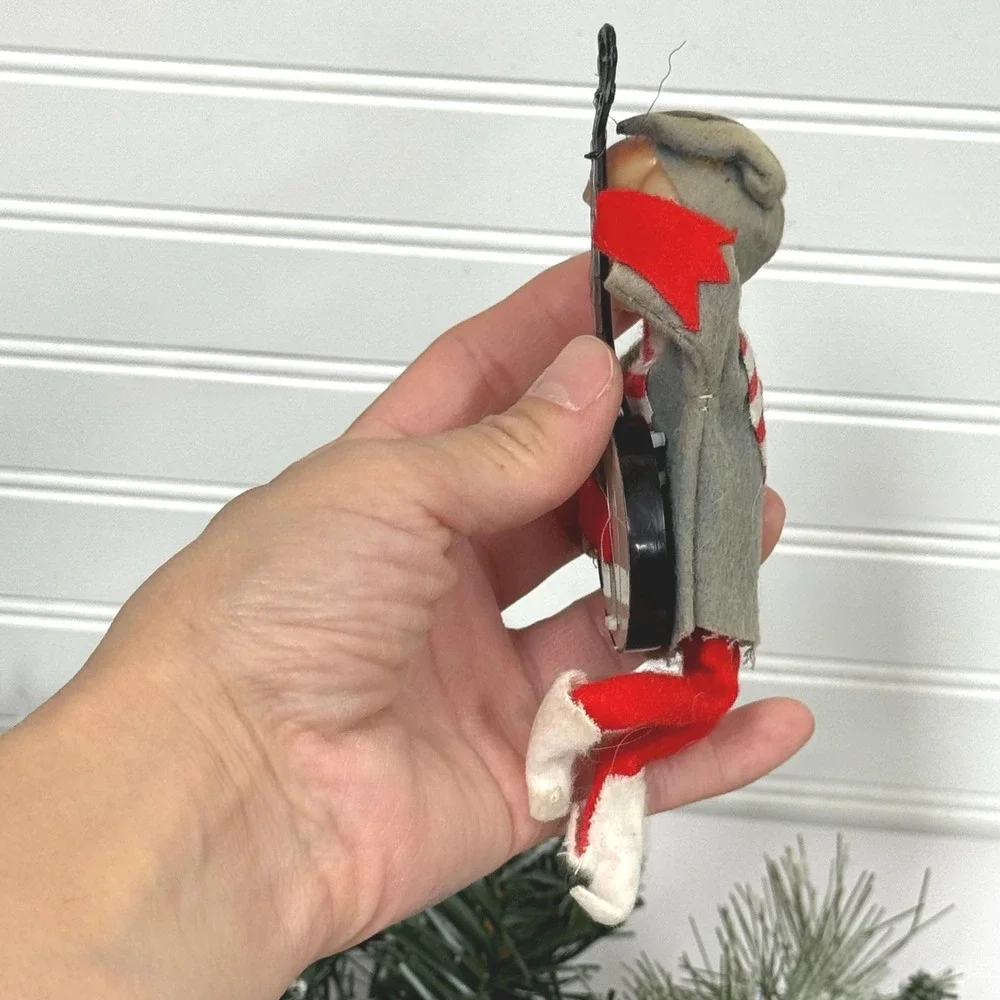 Vintage Knee Hugger Elf: Banjo Playing Christmas Pixie Decor